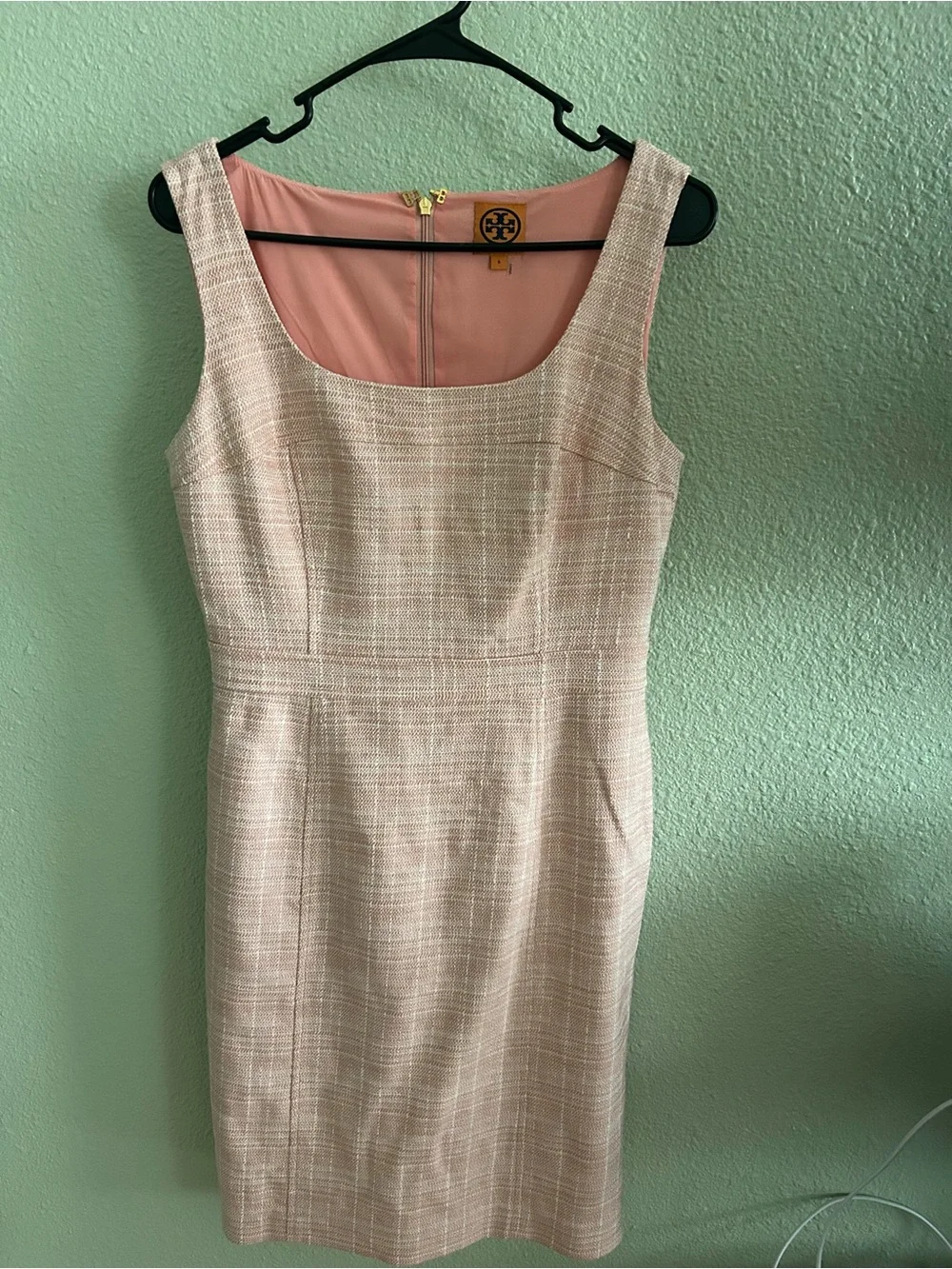 Tory Burch Pink Tweed Sheath Dress.Size 6